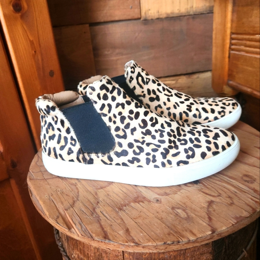 COCONUTS BY MATISSE LEOPARD PRINT HIGH TOP SNEAKERS-SIZE 7- SLIP ON